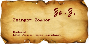 Zsingor Zombor névjegykártya